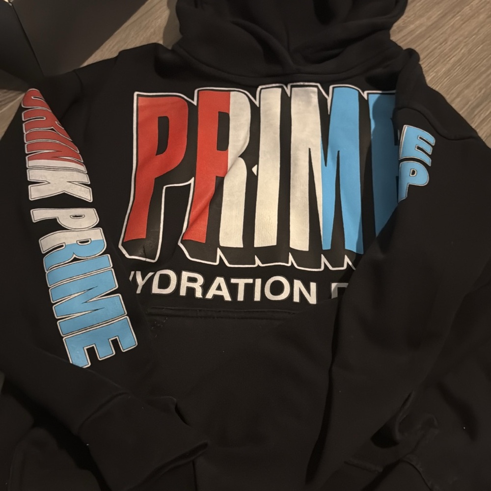 Black PRIME Hoodie with Red and Blue Accents